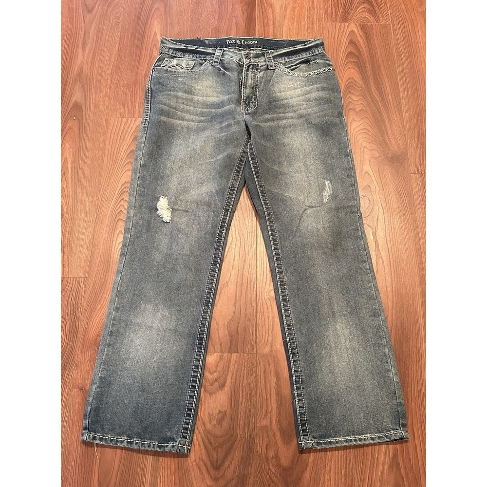 Axe & Crown Jeans Mens Size 34x32* Blue Medium Wash Denim Straight Pockets